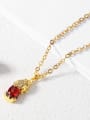 thumb Fashion 24K Gold Plated Ruby Stone Necklace 2
