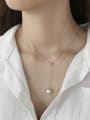 thumb Sterling silver slender synthetic pearl necklace 1