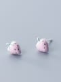 thumb 925 Sterling Silver With Silver Plated Personality Pink strawberry Stud Earrings 0