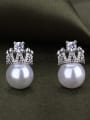 thumb Fashion Little Shiny Crown Imitation Pearl Stud Earrings 2