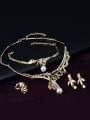 thumb Alloy Imitation-gold Plated Fashion Artificial Pearl Leaf-shaped Four Pieces Jewelry Set 1