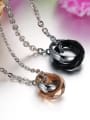 thumb Personalized Double Rings Pendant Titanium Lovers Necklace 1