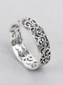 thumb Retro Carved Patterns Silver Ring 2