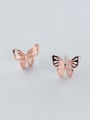 thumb Trendy Rose Gold Plated Butterfly Shaped S925 Silver Stud Earrings 0