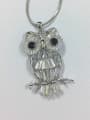 thumb Personalized White Zirconias Owl Copper Sweater Chain 2