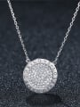 thumb 925 Sterling Silver With Platinum Plated Simplistic Full Diamond  Round Necklaces 0