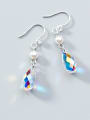 thumb Elegant Colorful Water Drop Crystal S925 Silver Drop Earrings 0