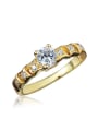 thumb Delicate Round Shaped 18K Gold Plated Zircon Ring 0