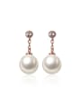 thumb 925 Sterling Silver With Rose Gold Plated Simplistic Round Drop Earrings 2