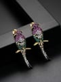 thumb Copper With Gold Plated Personality Colorful bird Cluster Earrings 4