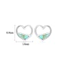 thumb 925 Sterling Silver With Turquoise  Cute Heart Stud Earrings 4