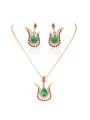 thumb Bohemia Ethnic style Green Water Drop Resin stones Cubic Crystals Alloy Two Pieces Jewelry Set 0