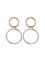 thumb Trendy Rose Gold Plated Round Shaped Titanium Drop Earrings 0