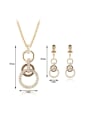 thumb Alloy Imitation-gold Plated Fashion Overlapping Circles CZ Two Pieces Jewelry Set 2