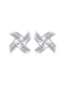 thumb Micro Pave Small Windmill Silver Stud Earrings 0