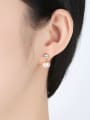 thumb Pure Silver Natural Freshwater Pearl Stud Earrings 2