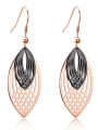thumb Stainless Steel With Rose Gold Plated Fashion Leaf Double hollowing out Earrings 0