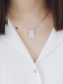 thumb Simple Smooth Rectangular Pendant Silver Necklace 1