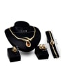 thumb Alloy Imitation-gold Plated Fashion Water Drop Crystal and CZ Four Pieces Jewelry Set 2