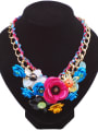 thumb Exaggerated Colorful Iron Acrylic Flowers Alloy Necklace 2