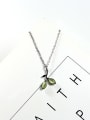 thumb Simple Little Green Stone Leaves Pendant 925 Silver Necklace 0