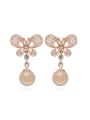 thumb Fashion Champagne Gold Plated Imitation Pearl Butterfly Stud Earrings 0