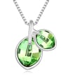 thumb Simple austrian Crystals Leaves Pendant Alloy Necklace 2