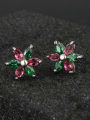 thumb Little Double Color Flower Marquise Zirconias 925 Sterling Silver Stud Earrings 2