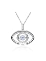 thumb Simple Hollow Eye shape Rotational Cubic Zircon 925 Silver Pendant 0