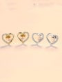 thumb 925 Sterling Silver With Cubic Zirconia  Simplistic Heart Stud Earrings 2