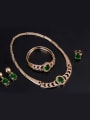 thumb Alloy Imitation-gold Plated Vintage style Oval-shaped Artificial Stone Four Pieces Jewelry Set 1