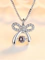 thumb Fashion Little Bow Rotatable Zircon 925 Silver Single Pendant 2