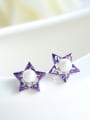 thumb Simple Triangle Zirconias Artificial Pearl Star Stud Earrings 1