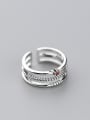 thumb Exquisite Red Zircon Three Layer S925 Silver Ring 0