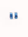 thumb Long Square Crystal Blue Gold Plated  Anti-allergy stud Earring 0