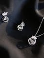 thumb 925 Sterling Silver With Platinum Plated Delicate Crown 2 Piece Jewelry Set 0
