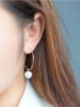 thumb S925 silver sweet shell pearls round hook hoop earring 1