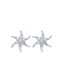 thumb Simple Star Zircon Platinum Plated Stud Earrings 0