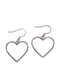 thumb 925 Sterling Silver With platinum Plated Simplistic hollow Heart Hook Earrings 2