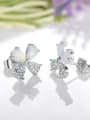 thumb 925 Sterling Silver With Platinum Plated Fashion Flower Stud Earrings 0
