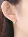 thumb 925 Sterling Silver With Opal Simplistic Triangle Stud Earrings 1
