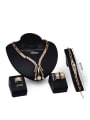 thumb Alloy Imitation-gold Plated Fashion Artificial Pearl and CZ Four Pieces Jewelry Set 2