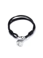 thumb Fashion Multi-band Black Artificial Leather Titanium Shell Bracelet 0