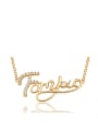 thumb Copper Alloy 18K Gold Plated Fashion Monogrammed Zircon Necklace 0