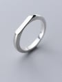 thumb 925 Sterling Silver With Platinum Plated Simplistic Smooth Geometric Band Rings 0