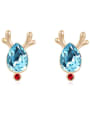 thumb Fashion Water Drop austrian Crystal Deer Horn Stud Earrings 3