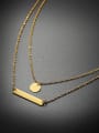 thumb Stainless Steel With Minimalist Style Circular Rectangle Multi Strand Necklaces 0