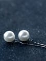 thumb 925 Sterling Silver With Platinum Plated Trendy Ball Threader Earrings 2