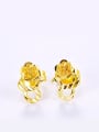 thumb Copper Alloy 24K Gold Plated Ethnic style Flower Stud clip on earring 0