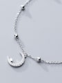 thumb 925 Sterling Silver With Platinum Plated Delicate Moon ball Anklets 1